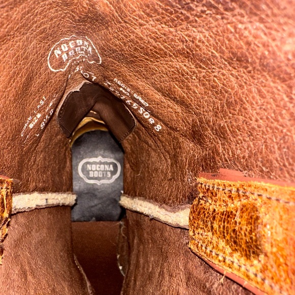 Nocona Leather Cowgirl Boots Tan Half Moon Toe 11” Tall Size 8.5 Women’s - Picture 7 of 9